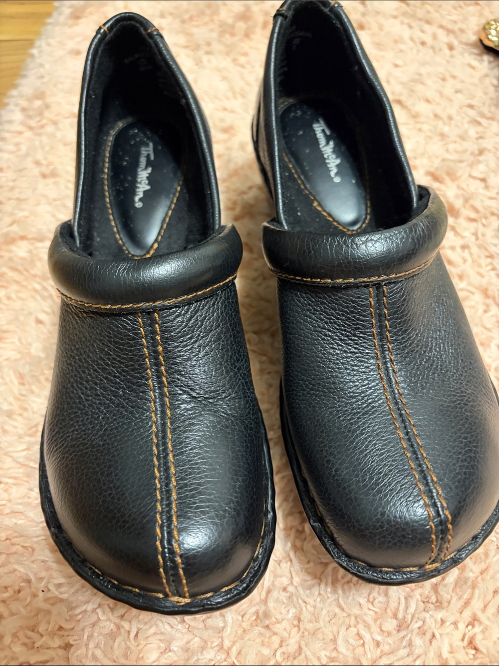 Thom McAn Black Leather Comfort Clog Mule 40426 Womens 6.5W like new